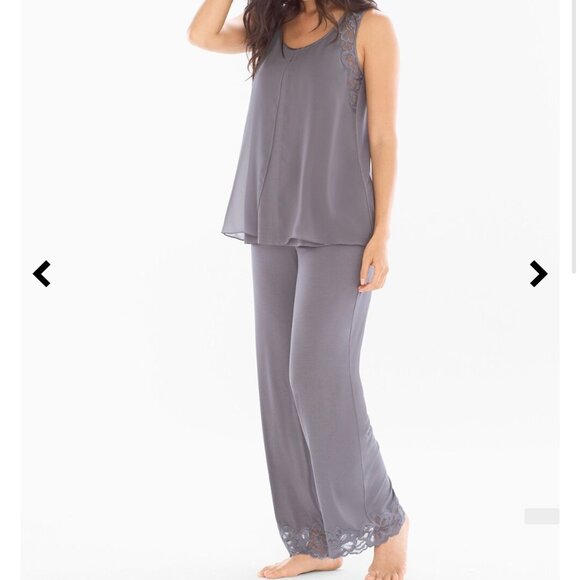 Soma NEW Camellia Lace Pajama Pant In Excalibur Grey Size L - Picture 3 of 16